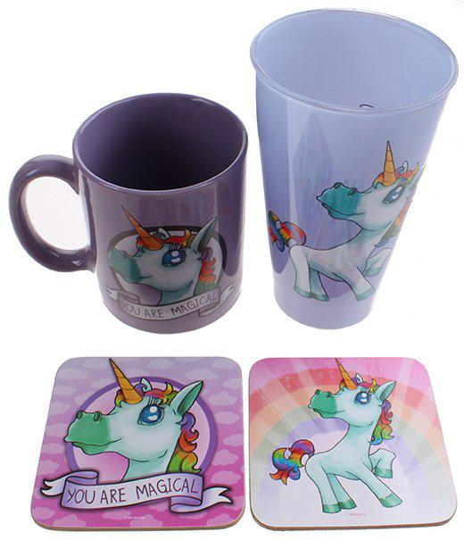 Set Tazón/Vaso/Posa Vaso Unicorn Magical